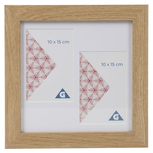 Cadre photo p&ecirc;le-m&ecirc;le bois naturel 2 vues 10x15cm