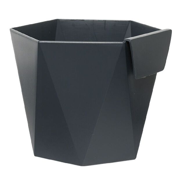 Pot hexagonal clipsable plastique gris anthracite 12x11xH.13cm