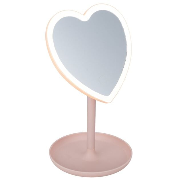 Miroir lumineux &agrave; poser avec rangement bijoux H26cm (3 mod&egrave;les)
