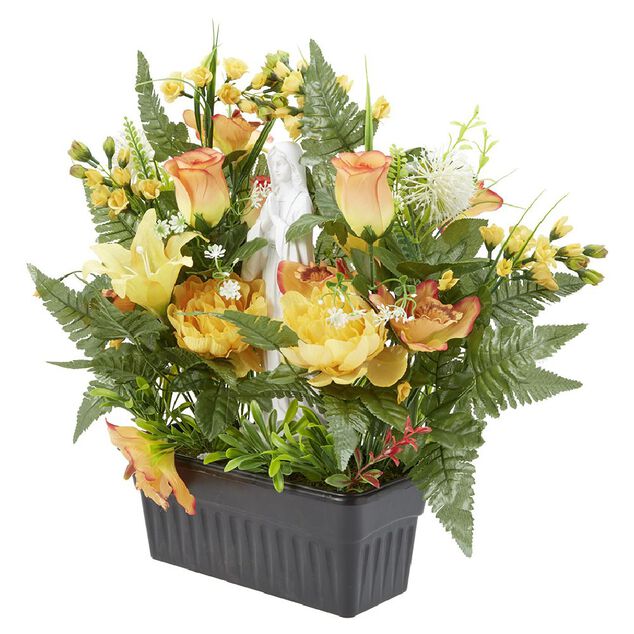 Jardini&egrave;re columbarium H47 cm orange - Fleur artificielle