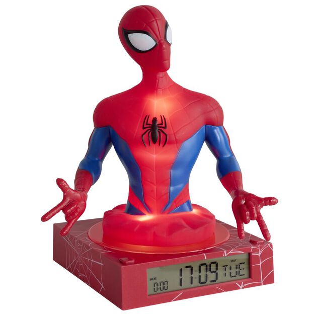 Lampe 3D r&eacute;veil Spier Man avec affichage date rouge 16,5x15xH22cm