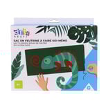 Sac DIY en feutrine à coudre motif caméléon vert et rouge