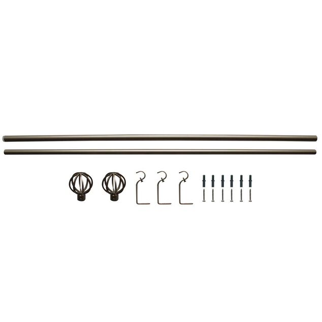 Kit Tringle Extensible 167-305 cm embouts sph&egrave;re gris chrom&eacute;