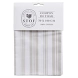 Coupon tissu imprimé Amboise 70x100cm coton blanc et beige