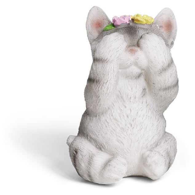 Chaton d&eacute;coratif plastique gris - 2 mod&egrave;les