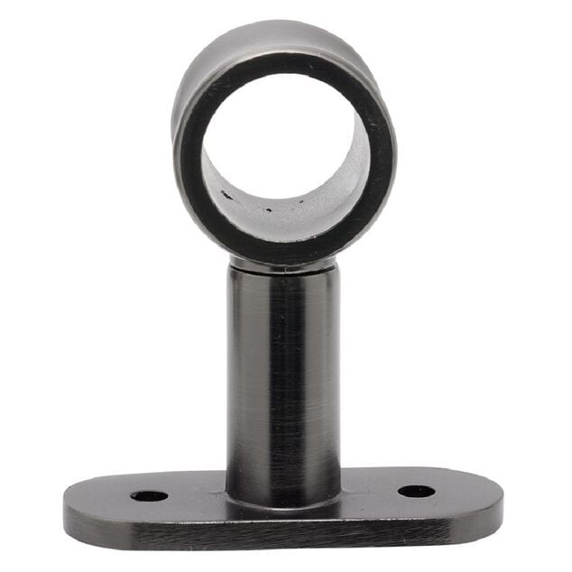 Support court m&eacute;tal gris pour tringle &agrave; rideau &Oslash;2xL11,4cm