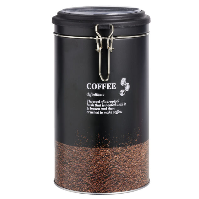 Boîte à café ronde en étain avec couvercle plastique - Ø11xH.20cm