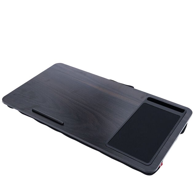 Support pour ordinateur portable nomade bois noir 57x30xH5cm