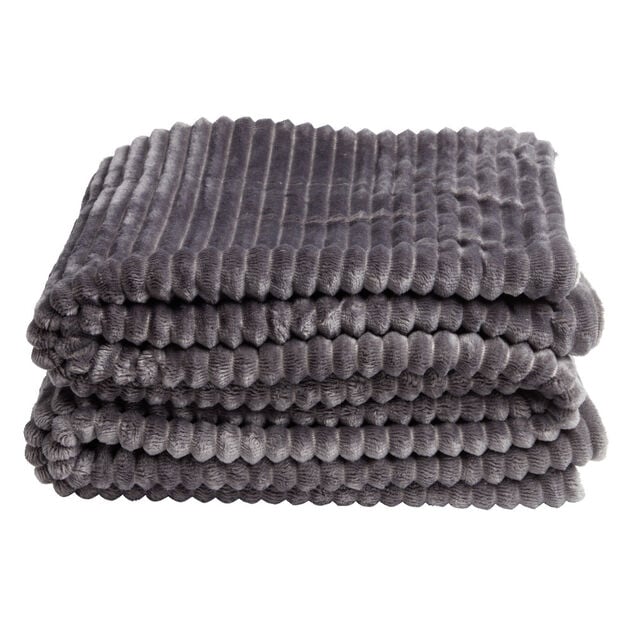 Plaid sherpa flanelle gris 130x160cm