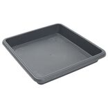 Soucoupe carr&eacute;e pot de fleur plastique gris anthracite 34x34cm