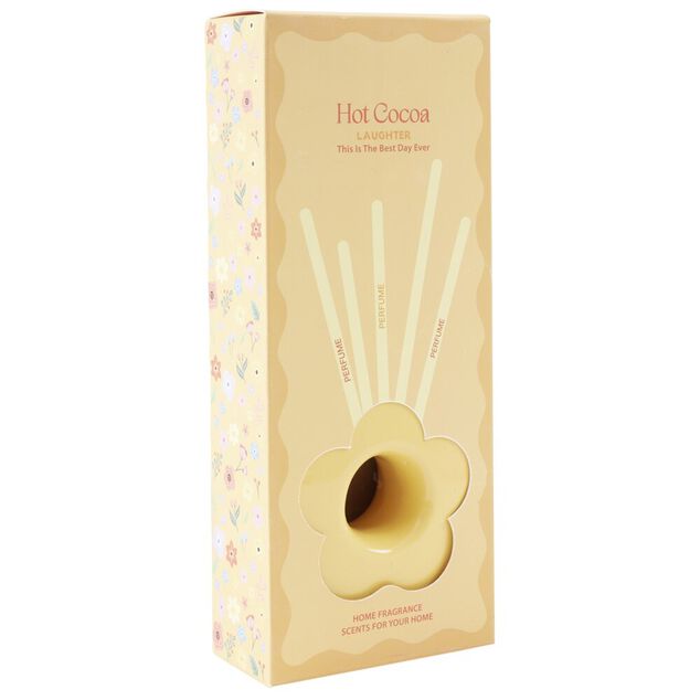 Diffuseur &agrave; b&acirc;tonnets parfum&eacute;s c&eacute;ramique forme fleur H10cm (3 mod&egrave;les)