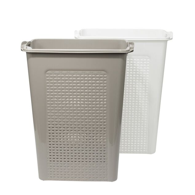 Coffre à linge x2 plastique 45L blanc et marron 44x26xH58cm