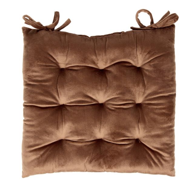 Galette de chaise carr&eacute;e &agrave; nouettes 9 points polyester couleur unie (3 mod&egrave;les)