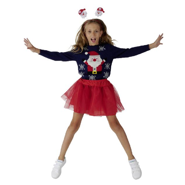 Ensemble tutu avec serre-tête Père Noël rouge fille