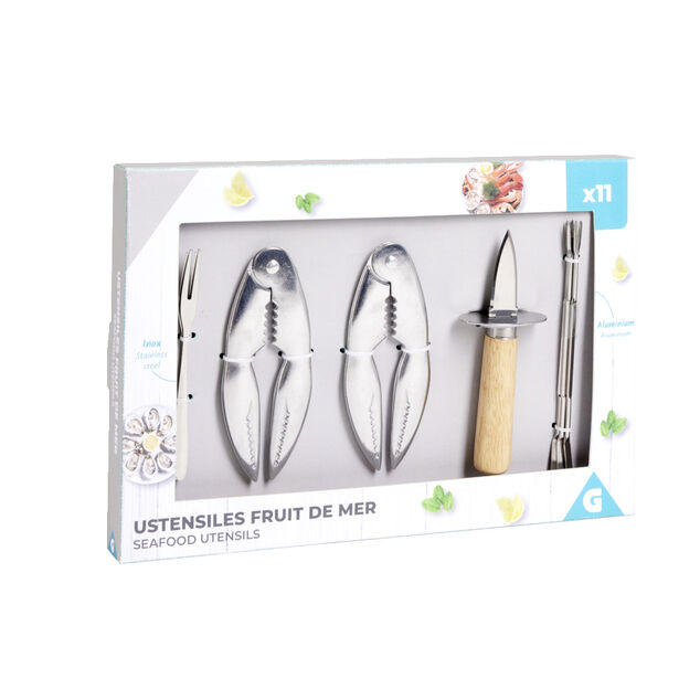 Ustensile pour fruit de mer 11 pi&egrave;ces