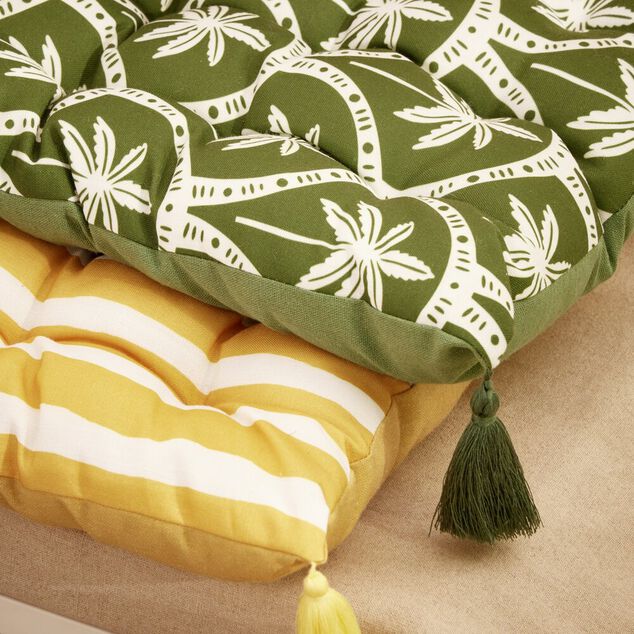 Matelas de sol Baya motif palmier vert et blanc 60x120cm