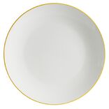 Assiette plate porcelaine blanc liser&eacute; jaune &Oslash;26,5cm