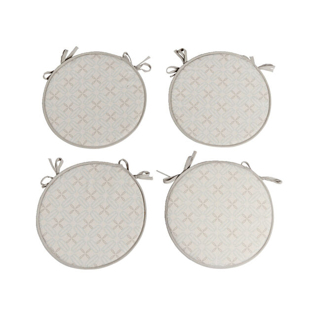 Lot de 4 galettes de chaise polyester et coton gris clair &Oslash;38cm