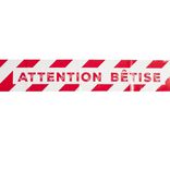 Ruban zone "attention b&eacute;tise" plastique rouge et blanc 5m