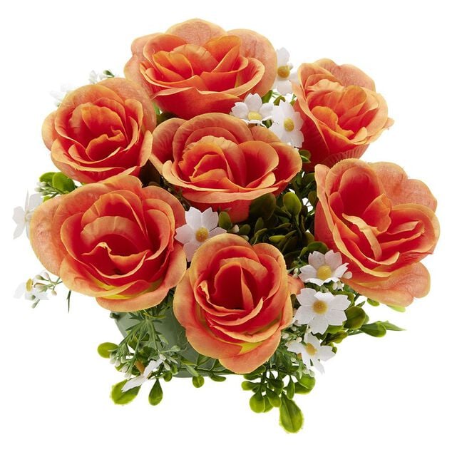 Boule de fleurs artificielles Rose orange - 7 t&ecirc;tes