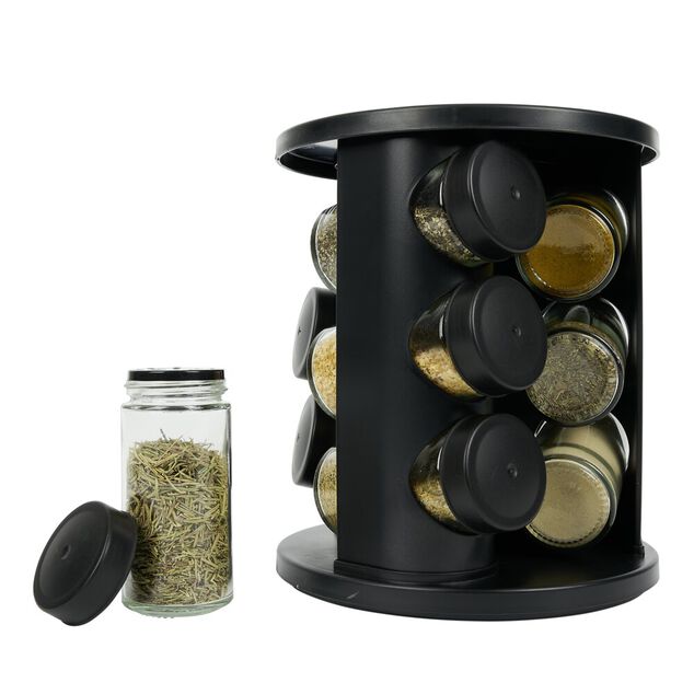 Porte &eacute;pice rotatif avec 9 pots m&eacute;tal &Oslash;17xH20cm