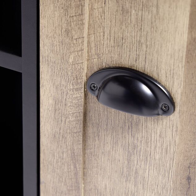 Meuble TV m&eacute;tal et bois Laura 2 portes 118x39xH49cm