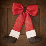 Noeud décoratif XL avec jambes de père noël H70cm rouge et blanc