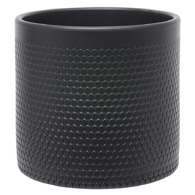 Pot de fleur noir mat motif nid d'abeille 3,85L &Oslash;19xH17,5 cm - Capri