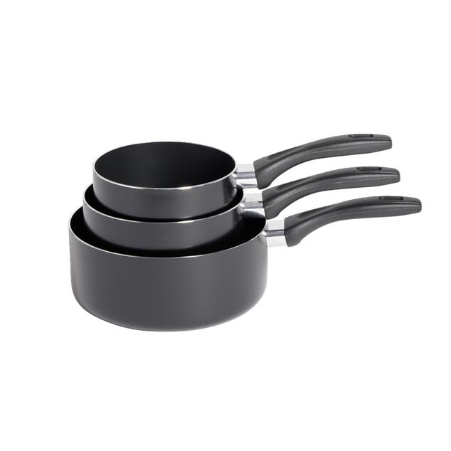 Lot de 3 casseroles tous feux sauf induction aluminium noir &Oslash;14/16/20cm