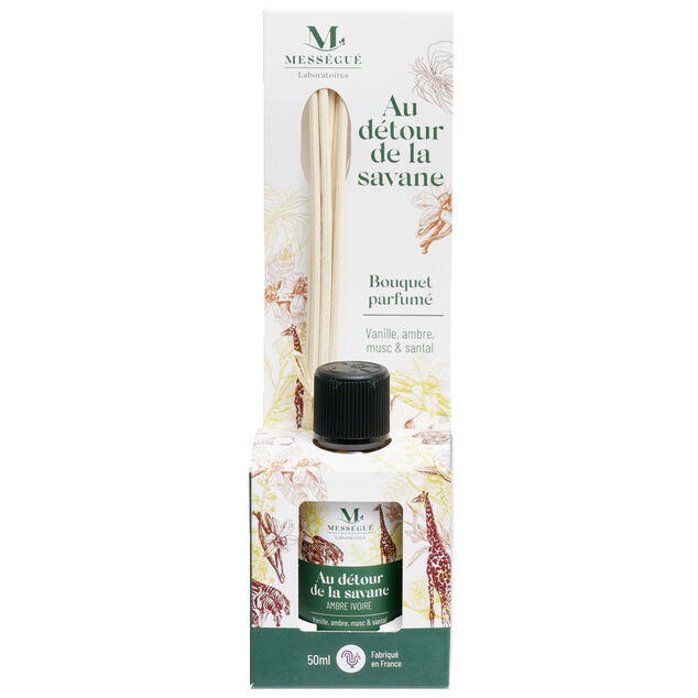 Diffuseur à bâtons Mességué bouquet parfumé vanille ambre musc santal 50ml