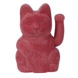 Chat porte-bonheur velours rouge 11xH15x9cm