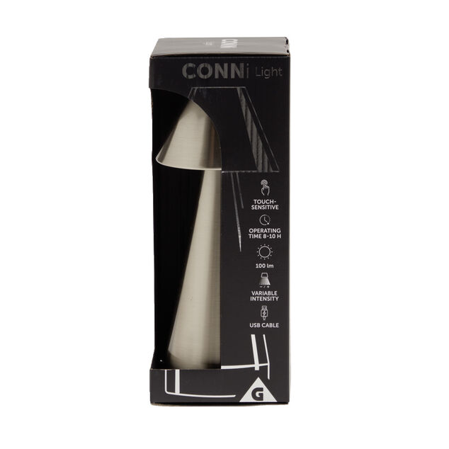 Lampe de table Conni USB tactile grise &Oslash;9,5xH22,5cm