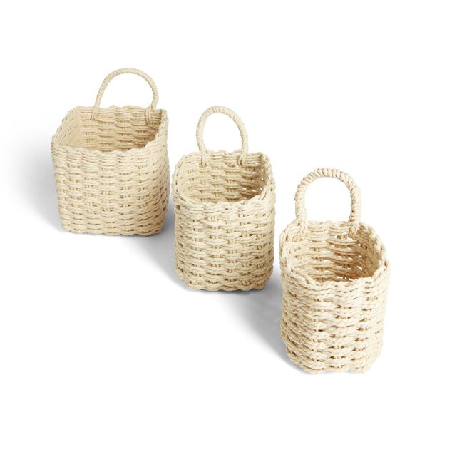 Lot de 3 pani&egrave;res tress&eacute;es rangement salle de bain
