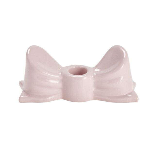 Bougeoir dolomite forme noeud color&eacute; L14,5xH6cm (2 mod&egrave;les rouge ou rose)