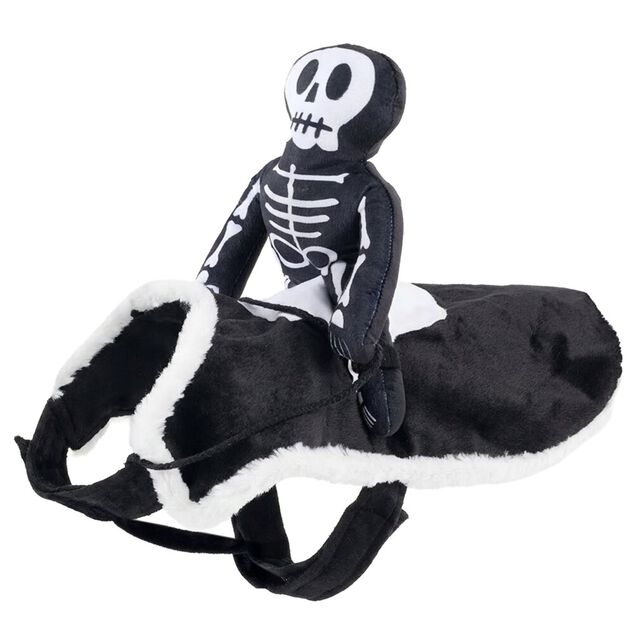 Déguisement pour chien squelette noir et blanc S/M 30x45H2,5cm