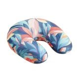 Coussin de voyage microbilles support nuque ergonomique tropical 28x28cm