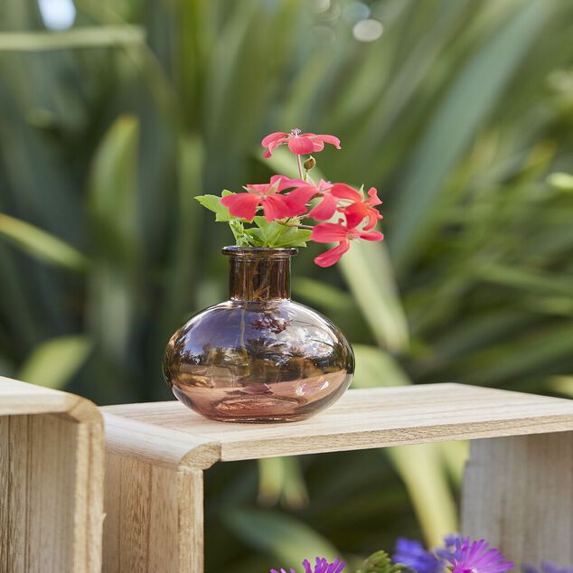 Soliflore ballon verre rose Ø8xH10,5cm