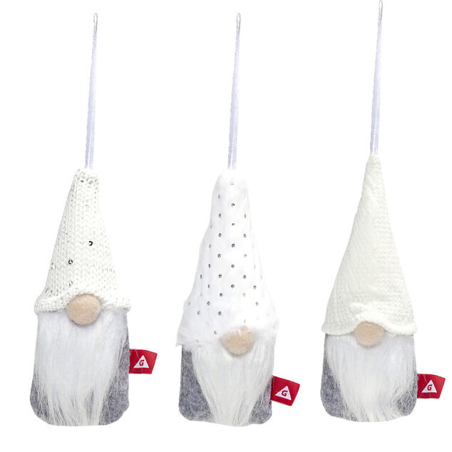 D&eacute;coration sapin de No&euml;l gnome x3 &agrave; suspendre (3 mod&egrave;les)