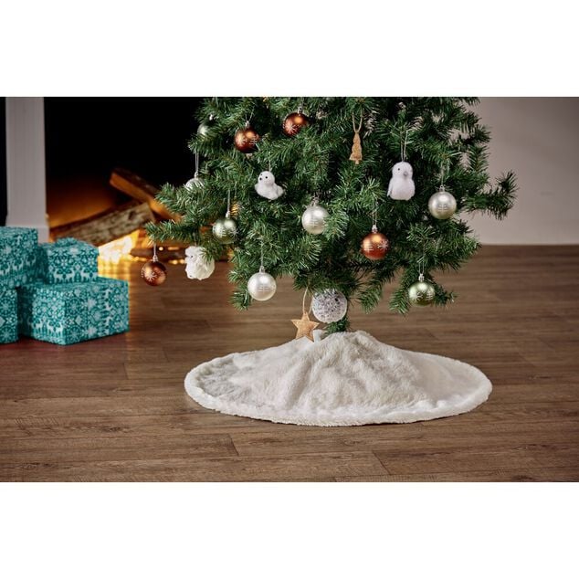 Tour de sapin &Oslash;80 cm imitation fourrure blanc