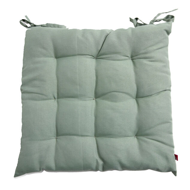 Coussin de chaise carr&eacute; &agrave; nouettes polyester vert 38x38cm