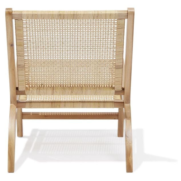 Fauteuil Nidam bois d'acajou et rotin naturel L54xP77xH71 cm