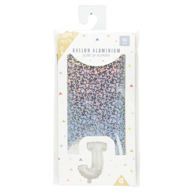 Ballon forme lettre J aluminium (2 modèles argenté ou doré)