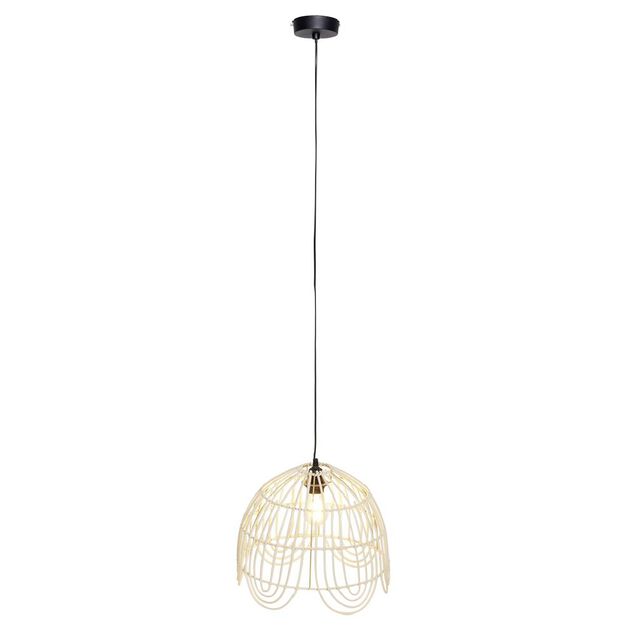 Luminaire &agrave; suspension filaire en rotin naturel