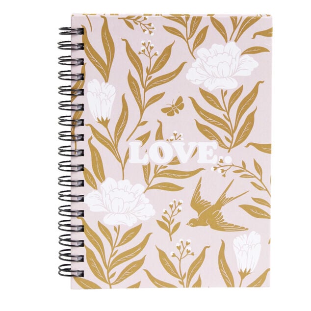 Carnet spirale A6 à ligne thème Love floral 160 pages