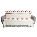 Jet&eacute; de canap&eacute; 170x250cm 100% coton tuft&eacute; beige et terracotta