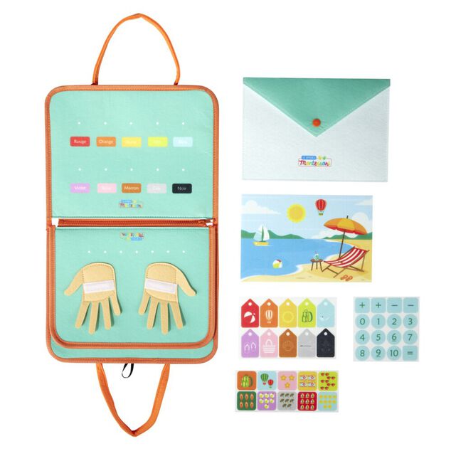 Mallette apprentissage enfant 6 activit&eacute;s &eacute;ducatives feutrine 28,5x4x25cm