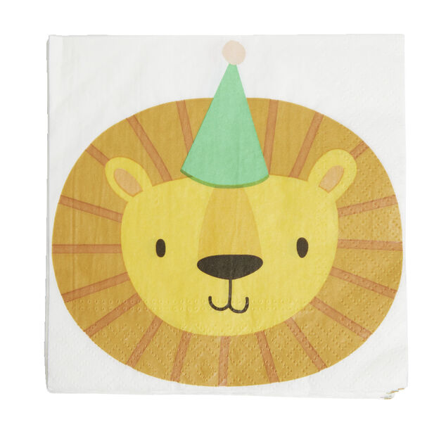 Lot de 16 serviettes motif lion papier 33x33cm