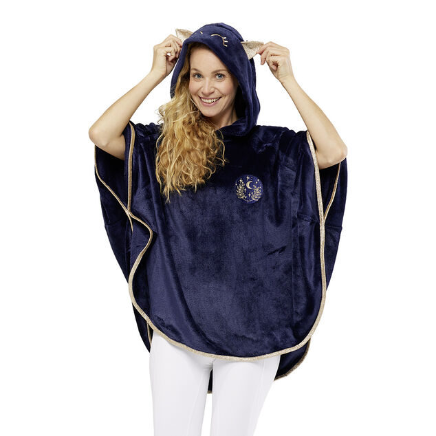 Poncho design chat bleu et dor&eacute; Taille XS/S