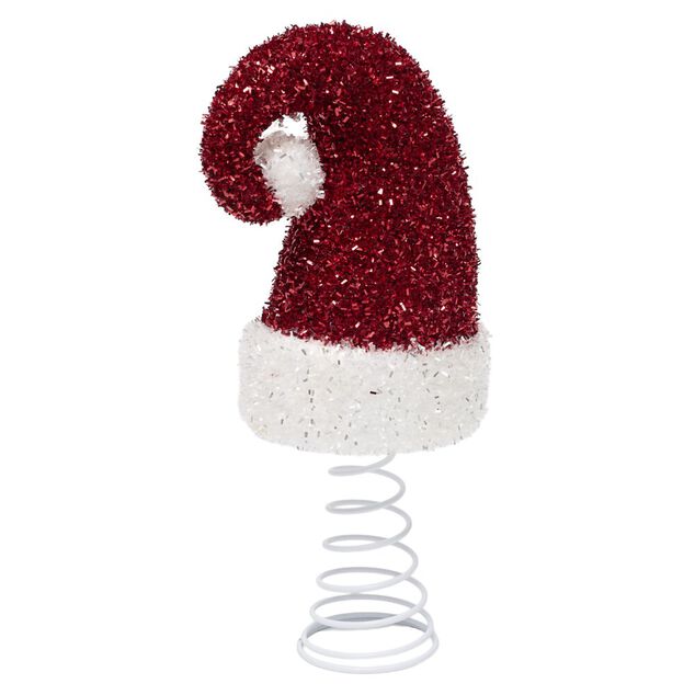 Cimier de sapin bonnet de No&euml;l brillant H28cm