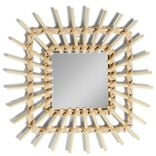 Miroir soleil carré rotin et osier 30x30cm